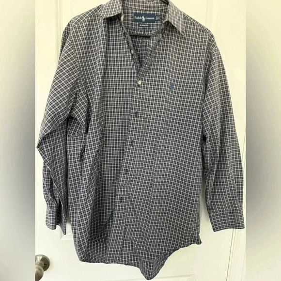 Ralph Lauren Moore Blue Plaid Pony Mens Long Sleeve Button Up Shirt Size XL - Picture 6 of 8